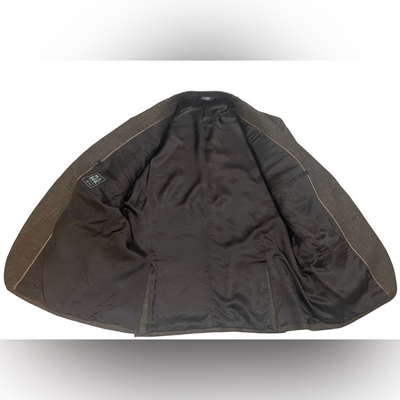 Jos. A. Bank 46R Men’s Brown Houndstooth Sports Coat Blazer Wool Silk Linen - Picture 10 of 12